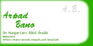arpad bano business card